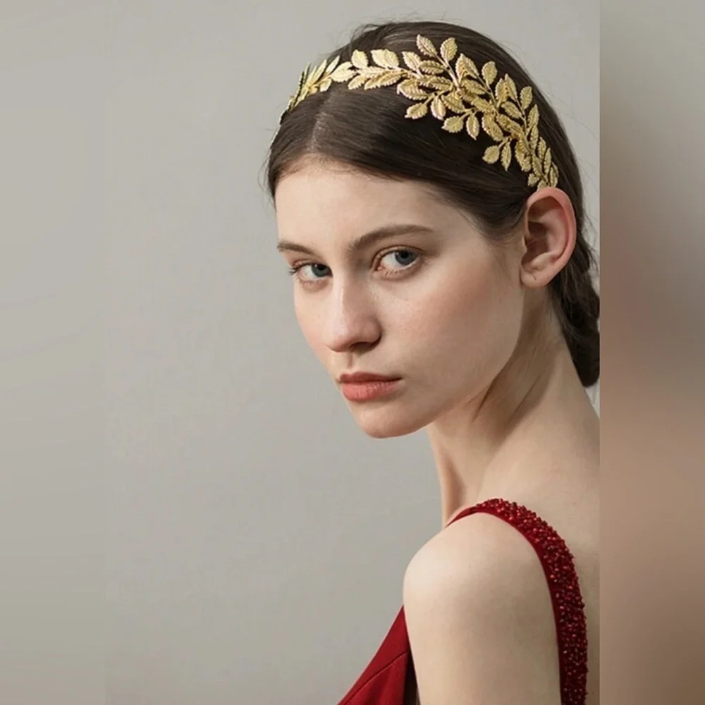 Greek Roman Gold Leaf Tree Branch Crown Baroque Headpiece Wedding Headband New ✨